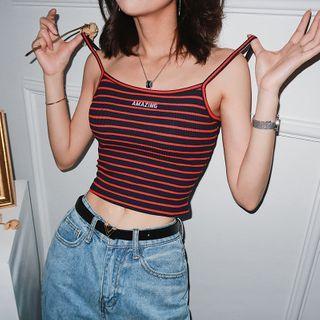 Embroidered Striped Camisole