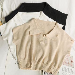 Collared Slim-fit Light Knit Top
