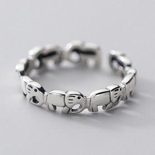 925 Sterling Silver Elephant Ring Silver - One Size