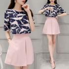 Set: Printed Blouse + Culottes