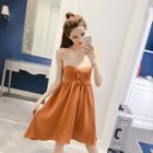 Color Block Double Strap A-line Dress