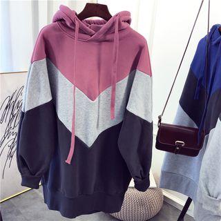 Fleece-lined Color Panel Hoodie Dress