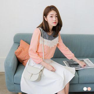 Color Block Lace Paneled Top