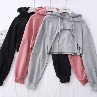 Set: Cropped Hooded Sweatshirt + Camisole