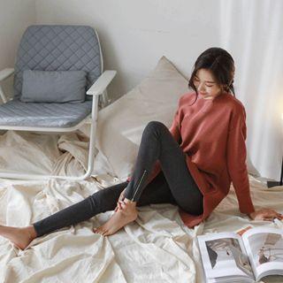 Zip-side Coral-fleece Lined Leggings