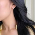 Rhinestone Faux Pearl Earring 1 Pr - White & Gold - One Size