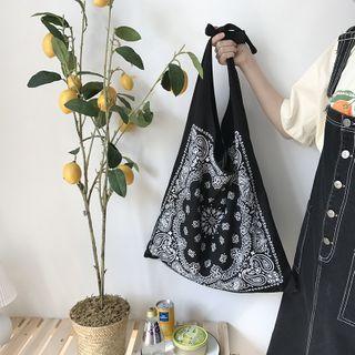 Print Shopper Bag Double-sided Pattern - Black - One Size