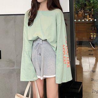 Long Sleeve Printed Tee / Drawstring Waist Shorts