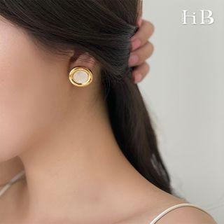 Metal Disc Stud Earring 1 Pair - One Size