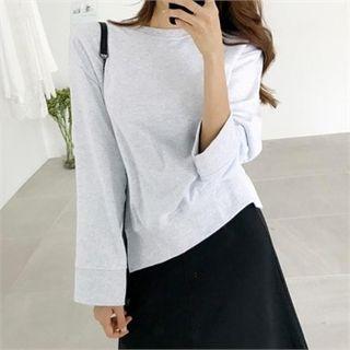 Wide-sleeve Plain Sweatshirt