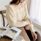 Square-neck Cable-knit Sweater Ivory - One Size