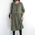Hooded Drawstring-waist A-line Knit Dress