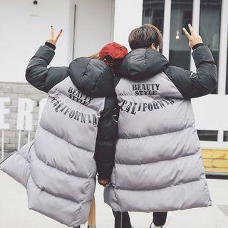 Couple Matching Panel Hooded Padded Coat