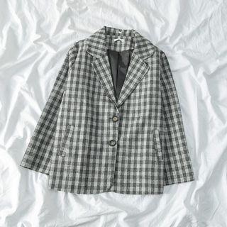 Woolen Check Blazer Check - One Size