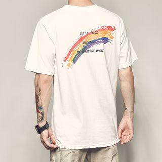Couple Matching Short-sleeve Rainbow Print T-shirt