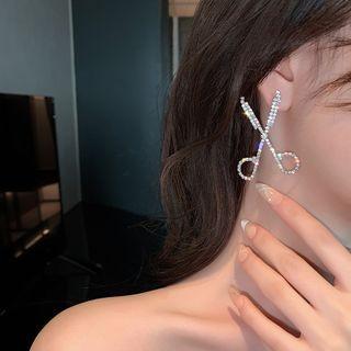 Rhinestone Scissors Earring 1 Pair - Rhinestone Scissors Earring - One Size