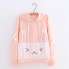 Lace-up Rabbit Hoodie Pink - One Size