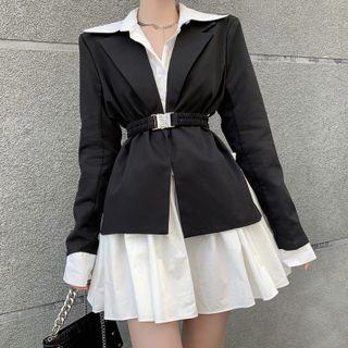 Set: Plain Blazer + Shirt Dress