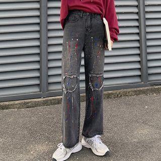 Splash Ink Mid Rise Straight Leg Jeans