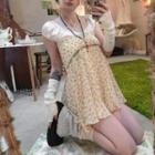 Short Sleeve Mock Two Piece Floral Print Mini Dress