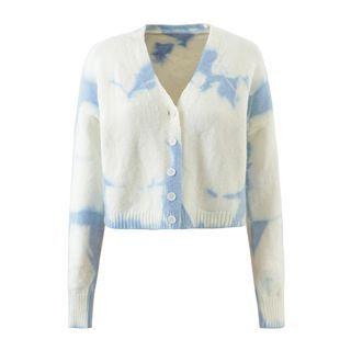 Long-sleeve Tie-dyed Cropped Cardigan
