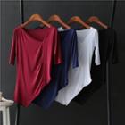Asymmetrical Hem Short-sleeve T-shirt