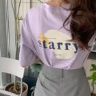 Starry Printed T-shirt Light Purple - One Size