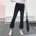 Buttoned Cropped Boot Cut Jeans