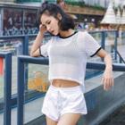 See-through Short Sleeve Sports T-shirt