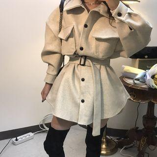 Tie-waist Pocket Front Coat