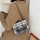 Chain Strap Tweed Faux Leather Shoulder Bag