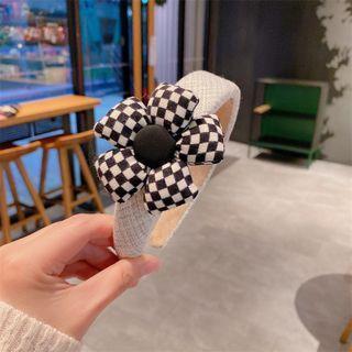 Flower Checker Headband Headband - Checker - Black & White - One Size