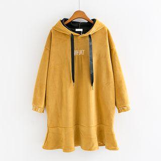 Letter Embroidered Velvet Hoodie Dress