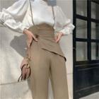 Puff-sleeve Blouse / High-waist Jumpsuit
