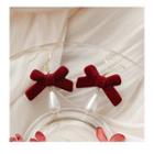 Bow Faux Pearl Sterling Silver Drop Earring 1 Pair - Red & Gold - One Size