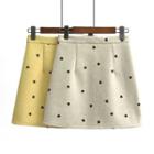 Heart Print Woolen Mini Skirt