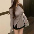 Asymmetrical Long-sleeve Hooded T-shirt