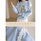 No Way Frilled Faux-pearl Sweatshirt Sky Blue - One Size