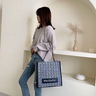 Houndstooth Chain-strap Shoulder Bag