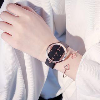 Set: Clear Watch Face Strap Watch + Bangle