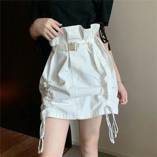 High-waist Buckled A-line Mini Skirt