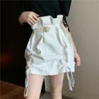 High-waist Buckled A-line Mini Skirt