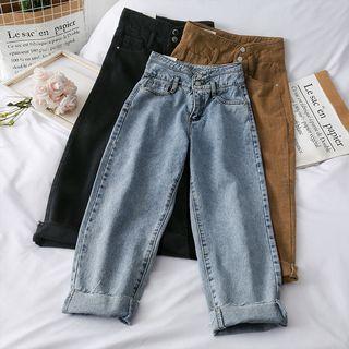 High-waist Cropped Boyfriend Jeans