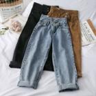 High-waist Cropped Boyfriend Jeans