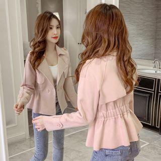 Ruffle Hem Double-breasted Jacket