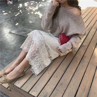 Lace Maxi Skirt As Figure - One Size