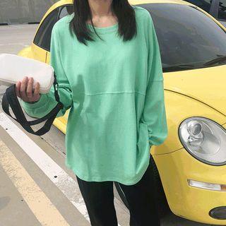 Drop-shoulder Letter Embroidered T-shirt