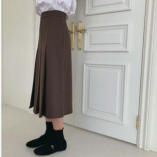 Box-pleat A-line Long Skirt