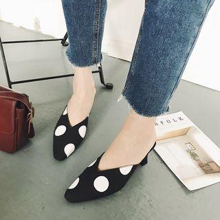 Block-heel Dotted Mules