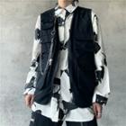 Front Pocket Sleeveless Zip Jacket